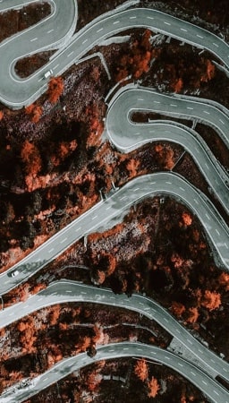winding roads aerial view